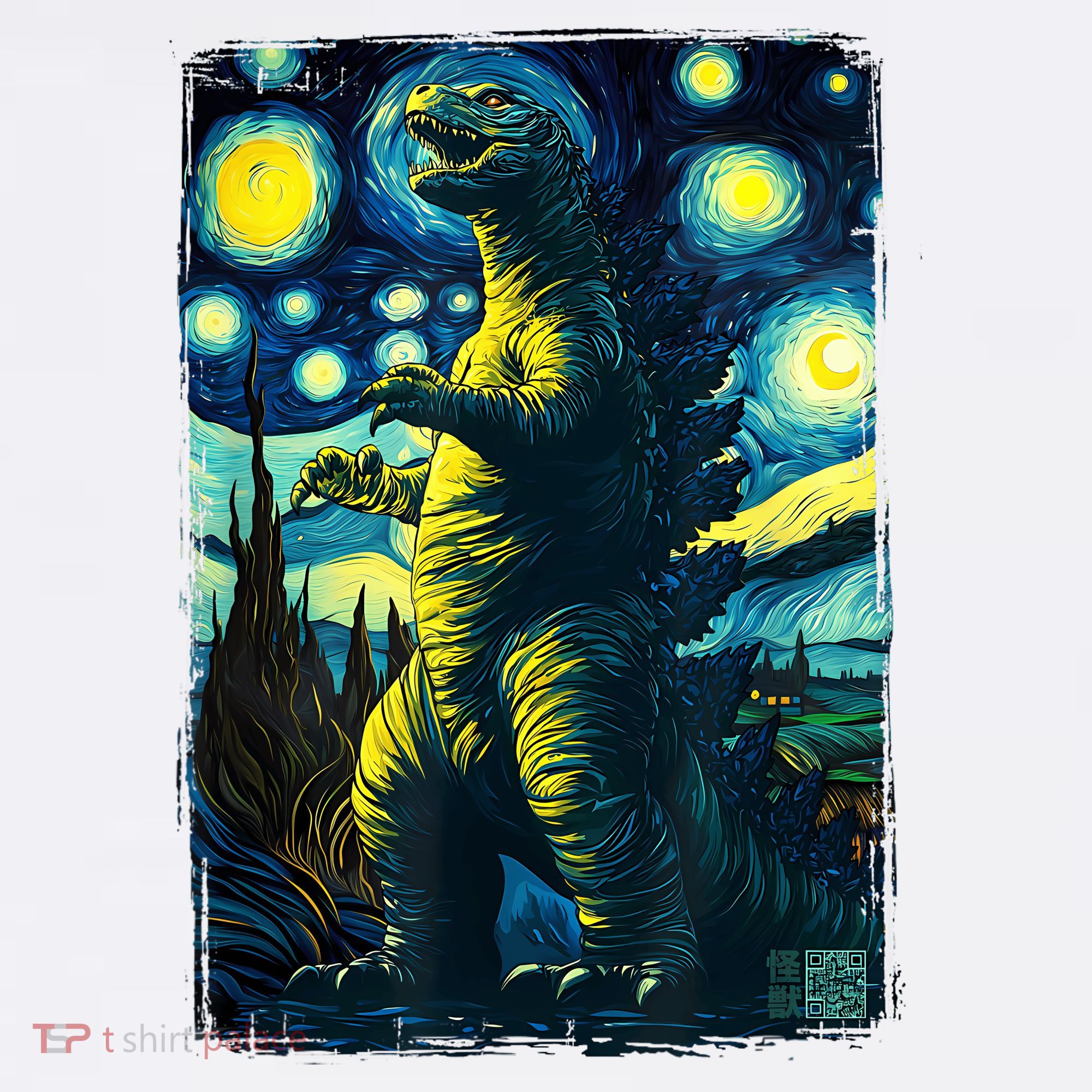 Retro Classic Starry Night Legendary Japanese Kaiju Tank Top