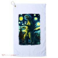 Retro Classic Starry Night Legendary Japanese Kaiju Golf Towel thumb 0
