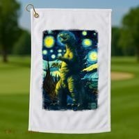 Retro Classic Starry Night Legendary Japanese Kaiju Golf Towel thumb 1
