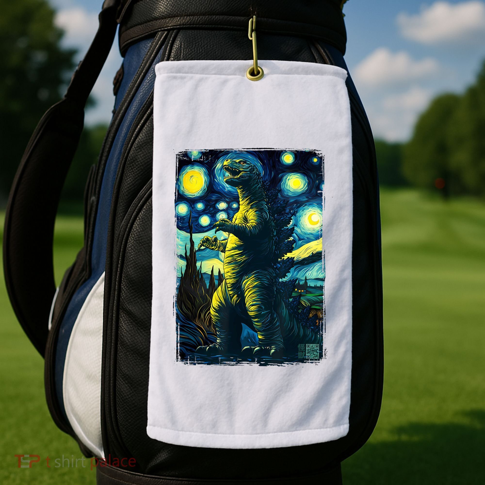 Retro Classic Starry Night Legendary Japanese Kaiju Golf Towel