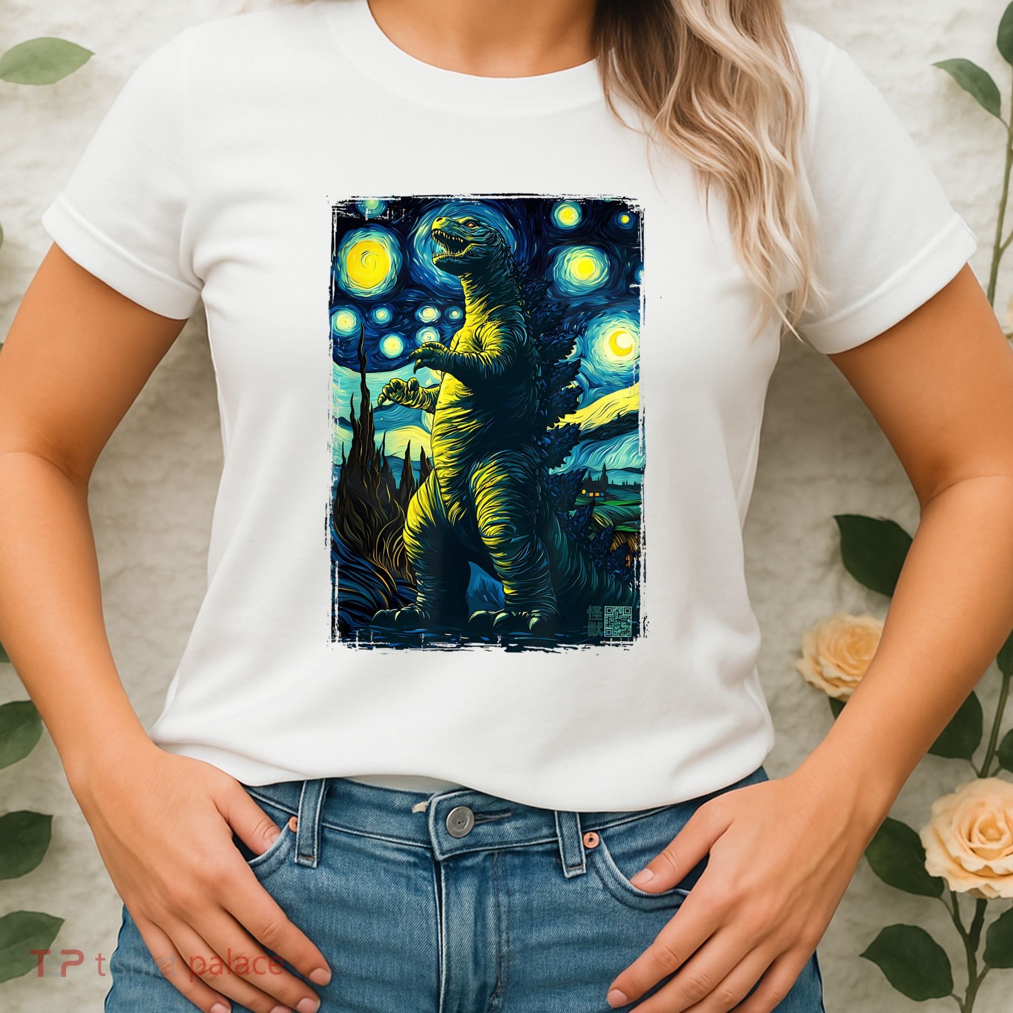 Retro Classic Starry Night Legendary Japanese Kaiju Women's T-Shirt