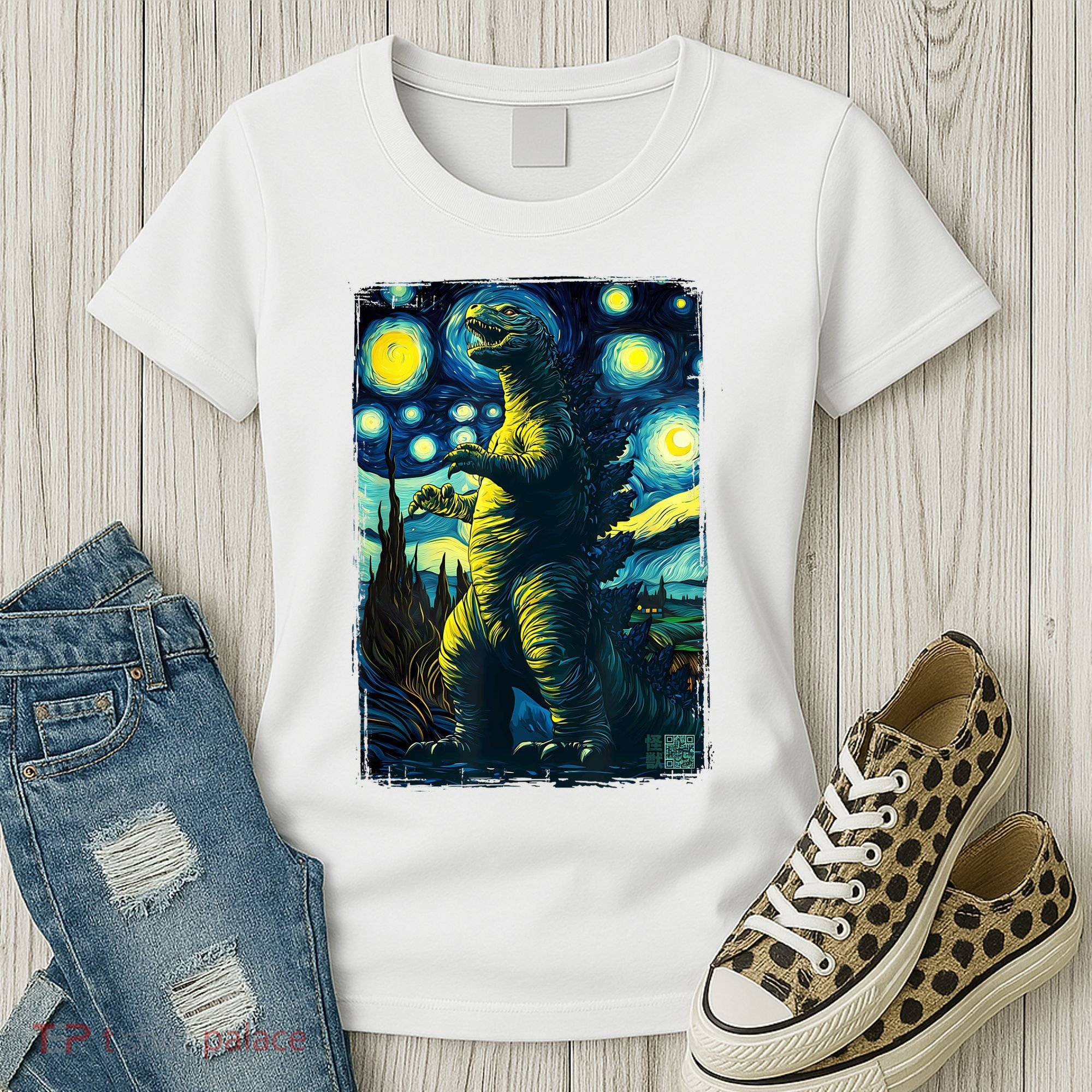 Retro Classic Starry Night Legendary Japanese Kaiju Women's T-Shirt