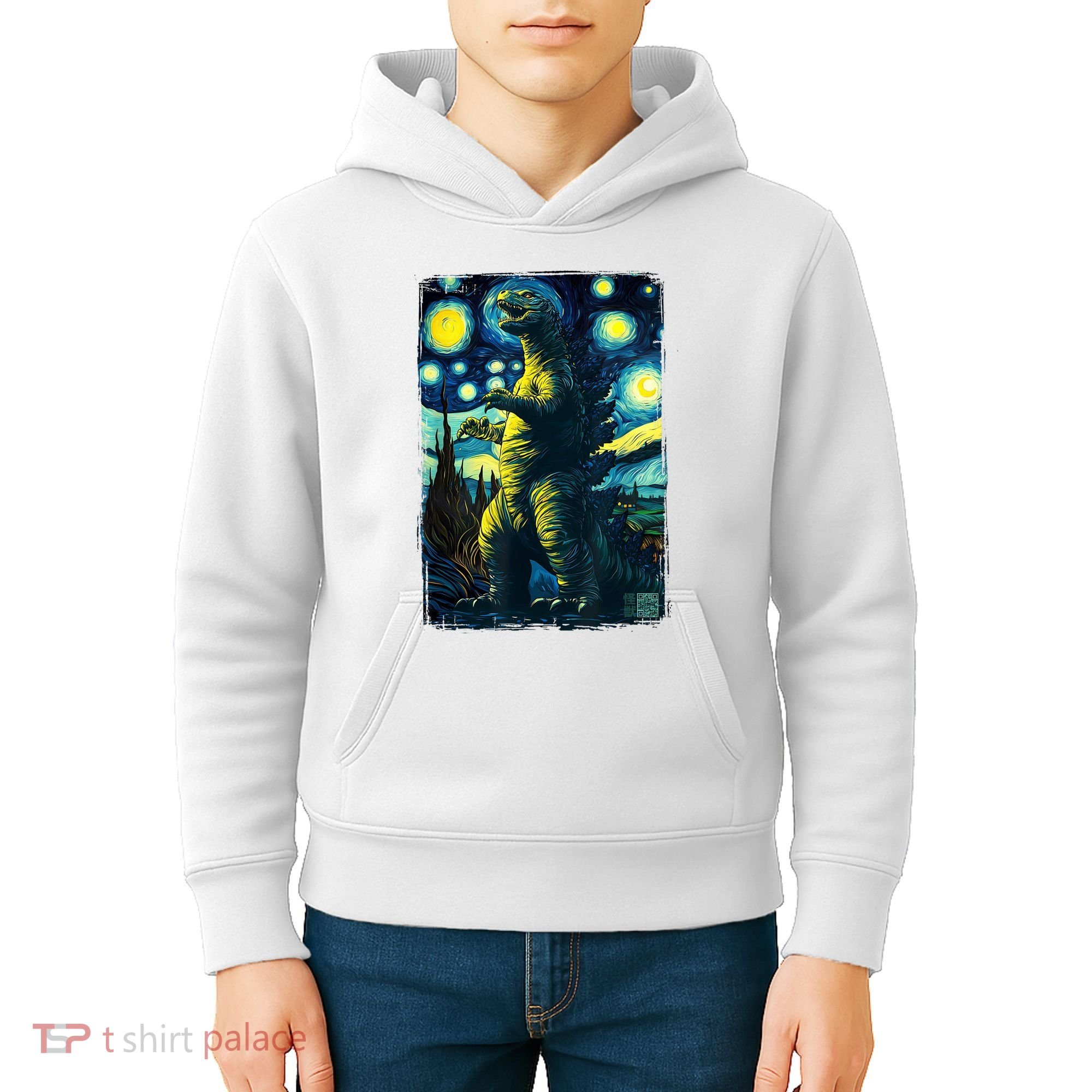 Retro Classic Starry Night Legendary Japanese Kaiju Kids Hoodie