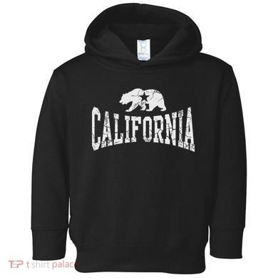 Retro California State Flag Bear Vintage Distressed Graphic Toddler Hoodie