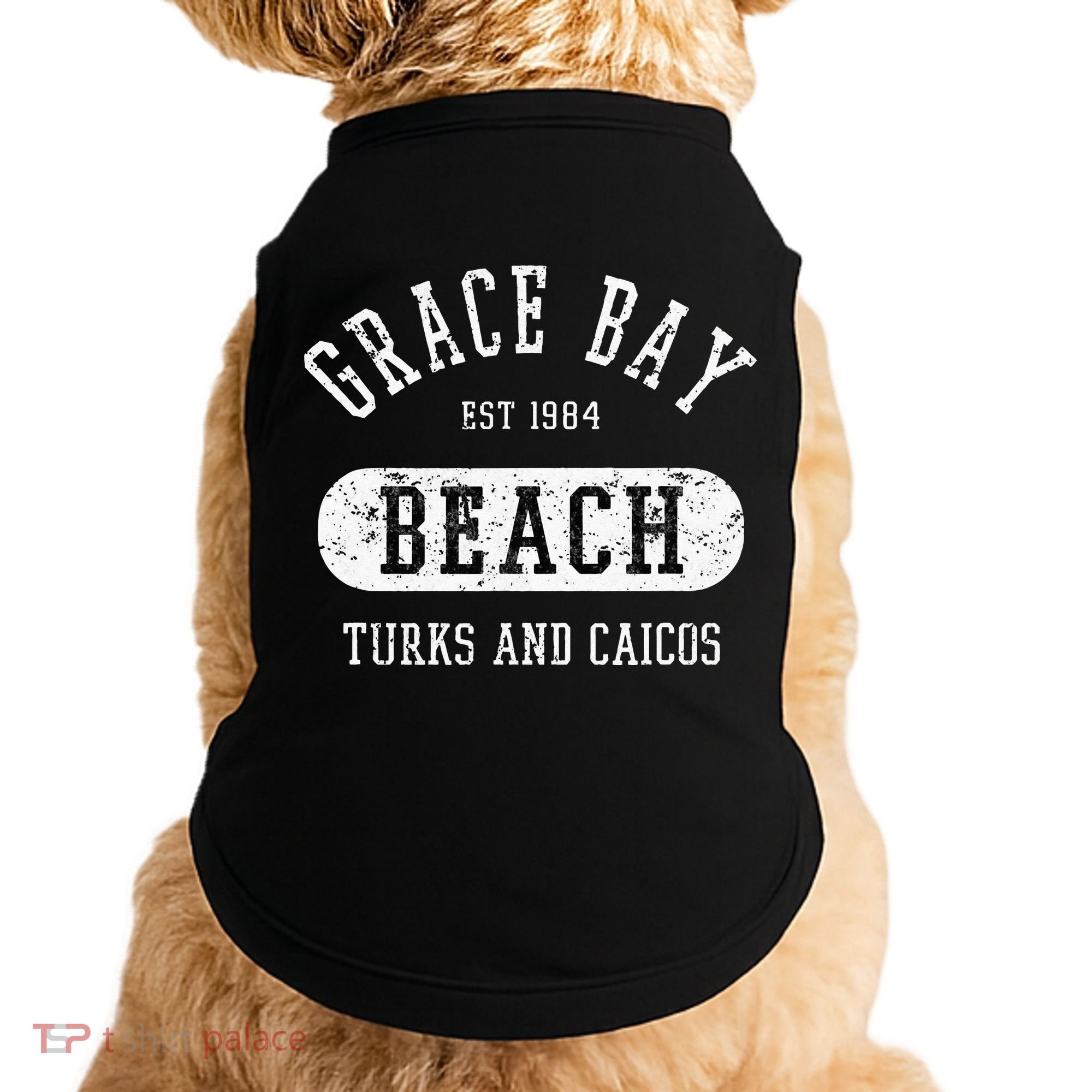 Retro College Style Grace Bay Turks & Caicos Distressed Doggie Tank