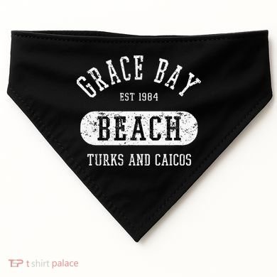 Retro College Style Grace Bay Turks & Caicos Distressed USA-Made Doggie Bandana
