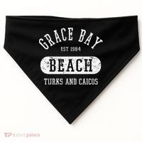 Retro College Style Grace Bay Turks & Caicos Distressed USA-Made Doggie Bandana thumb 0