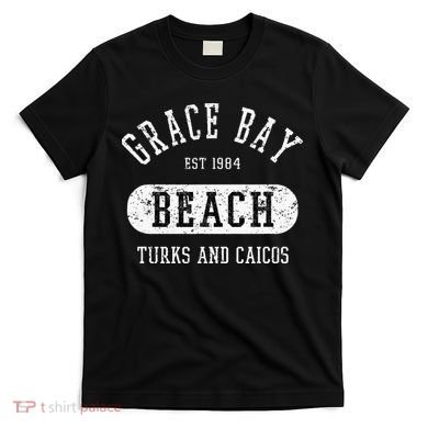 Retro College Style Grace Bay Turks & Caicos Distressed T-Shirt