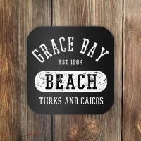 Retro College Style Grace Bay Turks & Caicos Distressed Coaster thumb 0