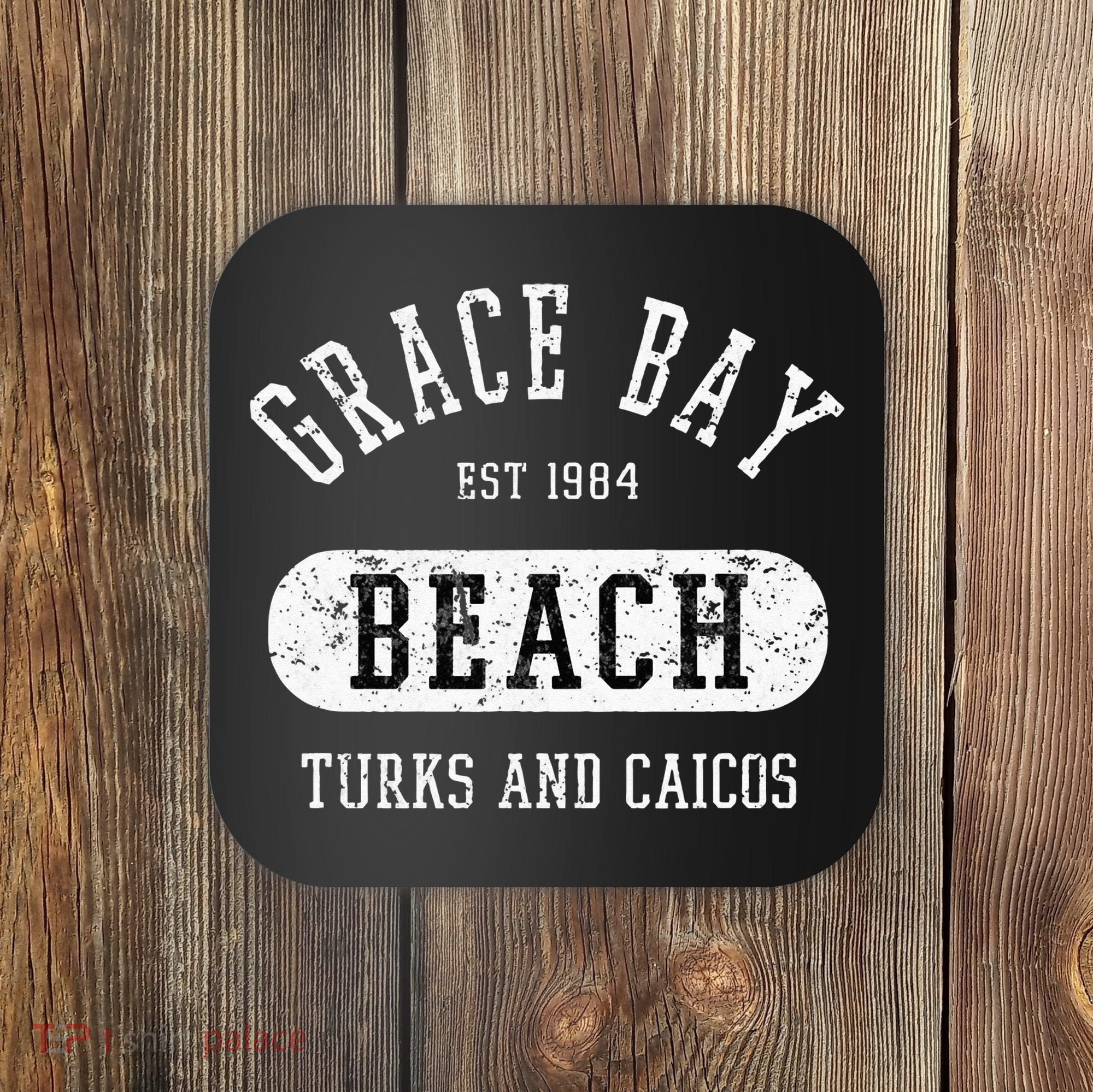 Retro College Style Grace Bay Turks & Caicos Distressed Coaster