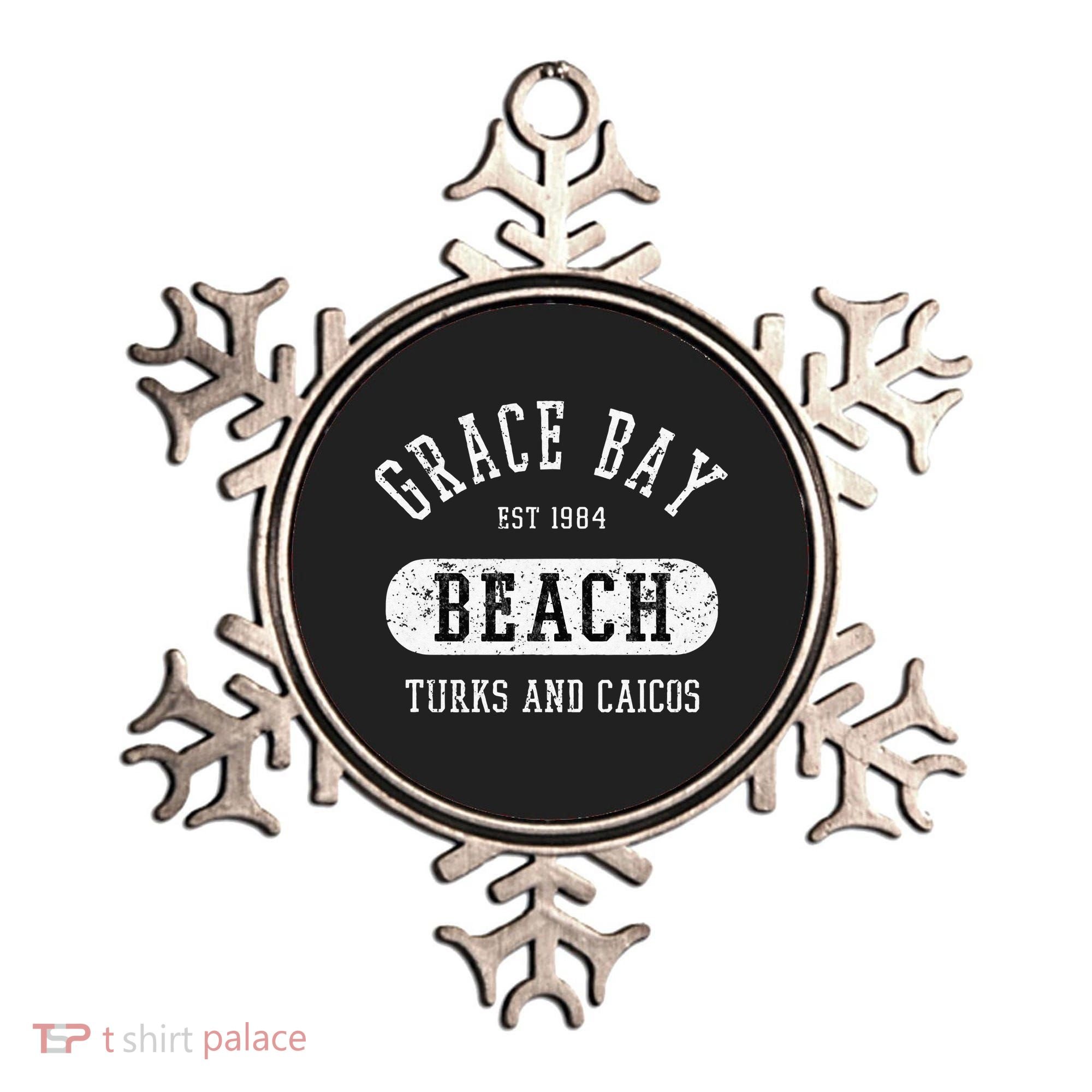 Retro College Style Grace Bay Turks & Caicos Distressed Ornament