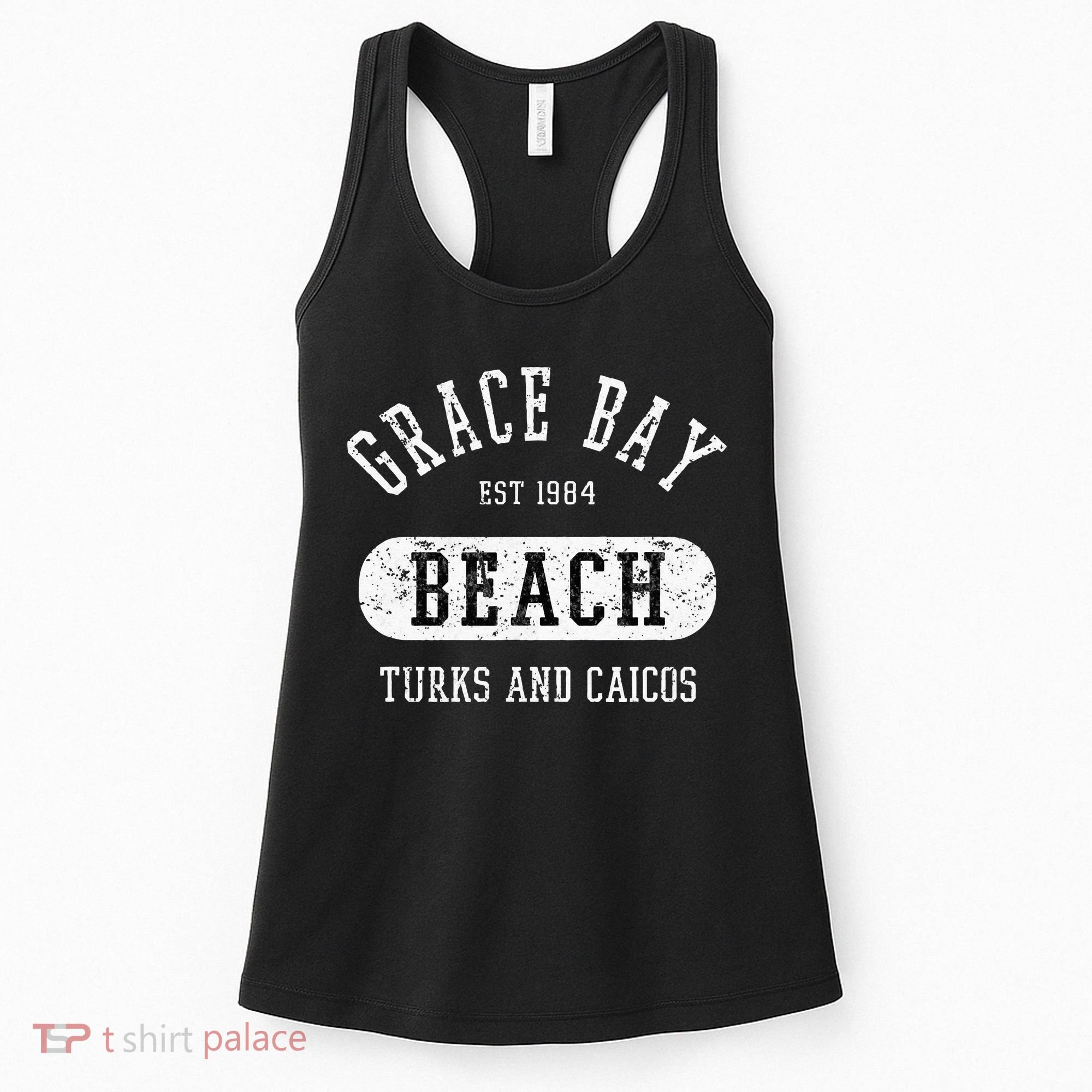 Retro College Style Grace Bay Turks & Caicos Distressed Women's Tank Top