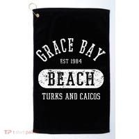 Retro College Style Grace Bay Turks & Caicos Distressed Golf Towel thumb 0