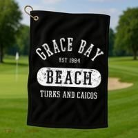 Retro College Style Grace Bay Turks & Caicos Distressed Golf Towel thumb 1