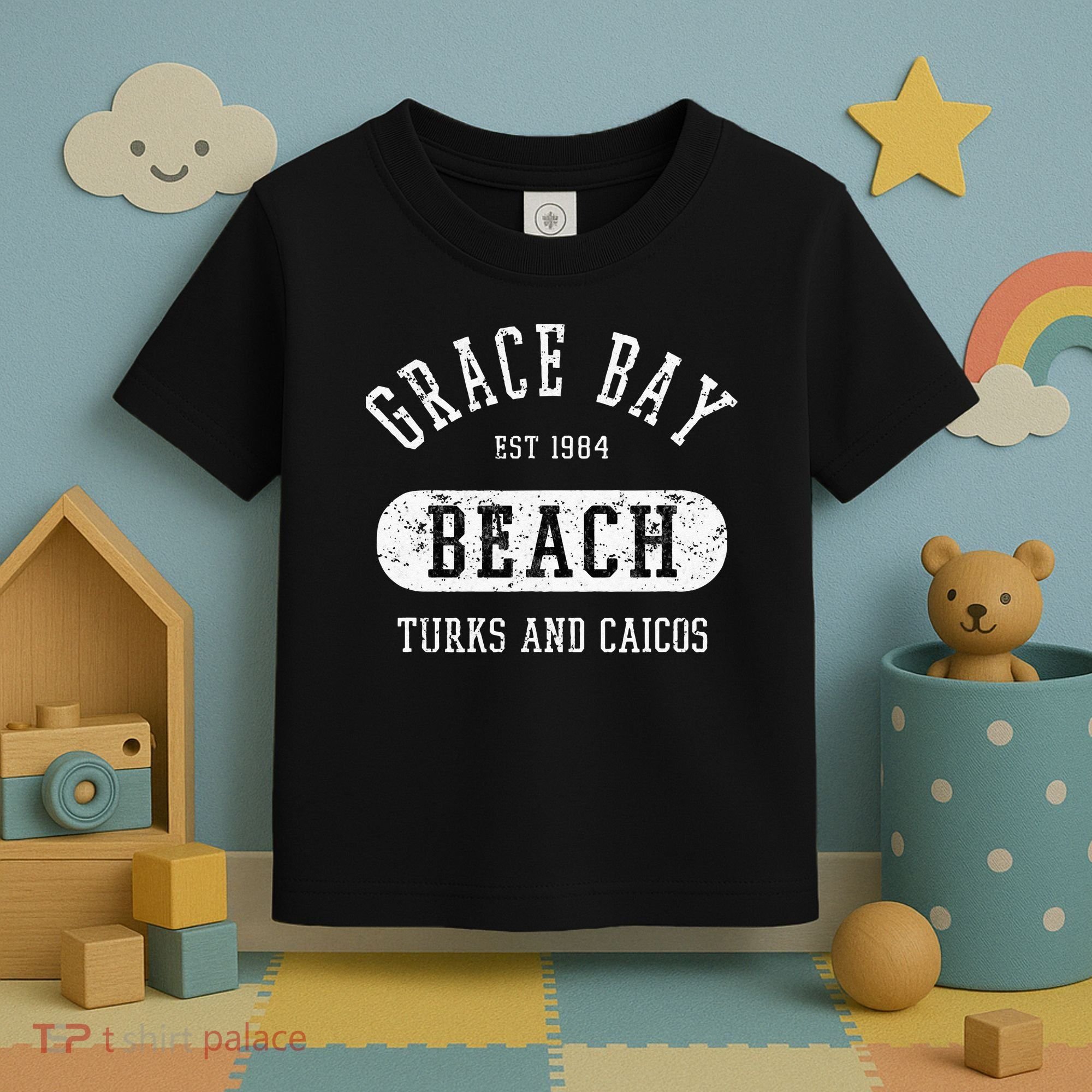 Retro College Style Grace Bay Turks & Caicos Distressed Toddler T-Shirt