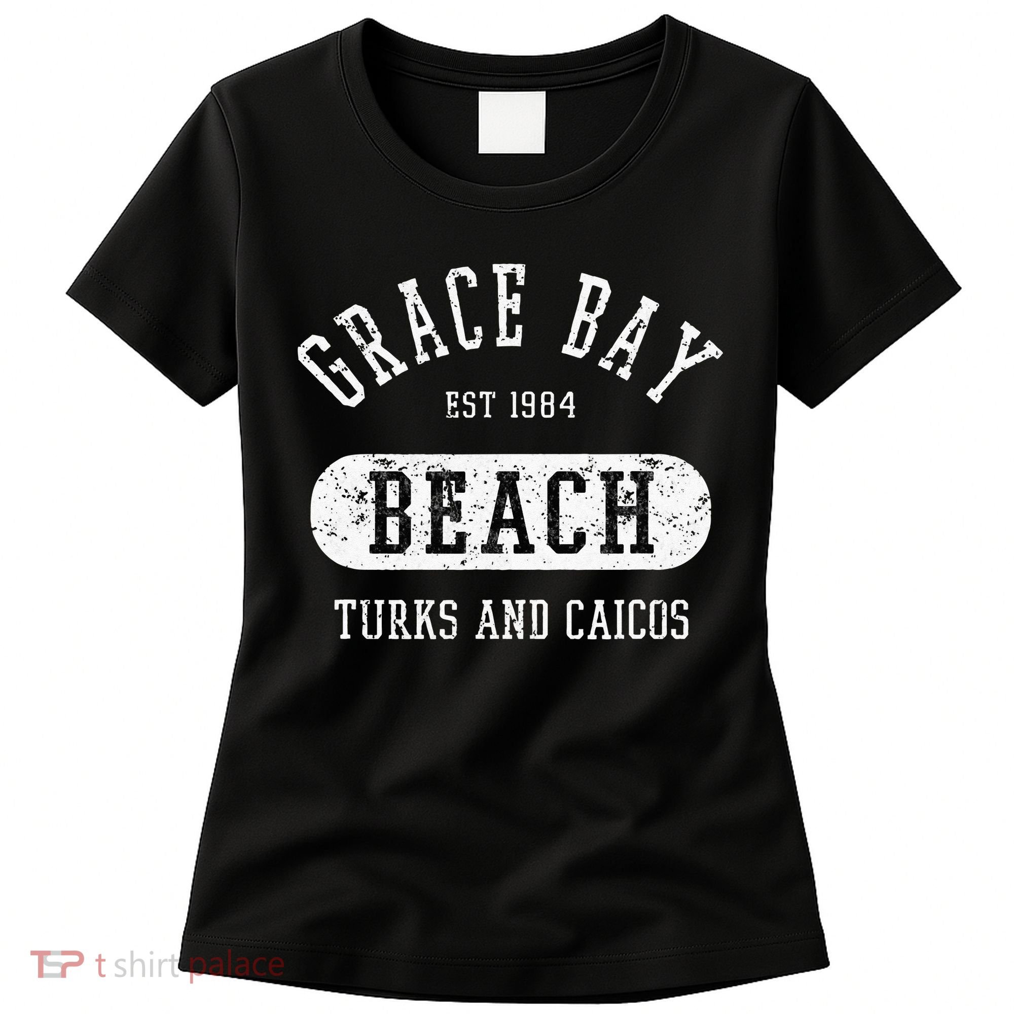 Retro College Style Grace Bay Turks & Caicos Distressed Women's T-Shirt