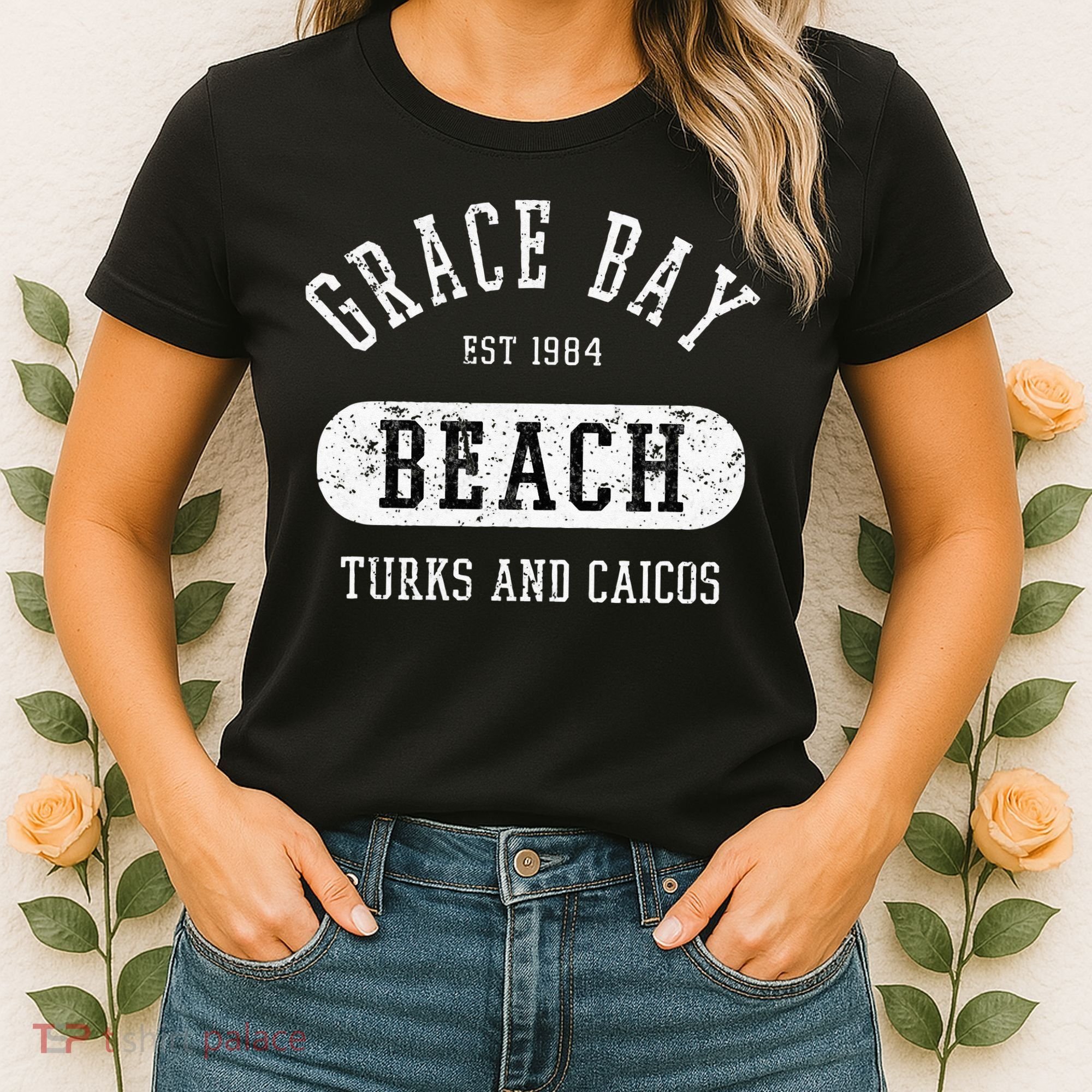 Retro College Style Grace Bay Turks & Caicos Distressed Women's T-Shirt