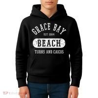 Retro College Style Grace Bay Turks & Caicos Distressed Kids Hoodie thumb 4