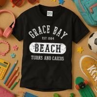 Retro College Style Grace Bay Turks & Caicos Distressed Kids T-Shirt thumb 3