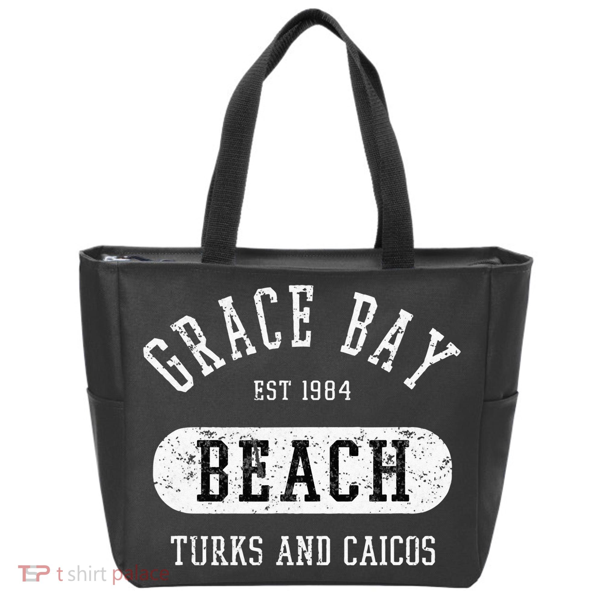 Retro College Style Grace Bay Turks & Caicos Distressed Tote Bag