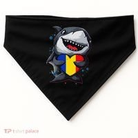Romania Cute Shark Heart Romanian Flag Romanian Roots USA-Made Doggie Bandana thumb 0