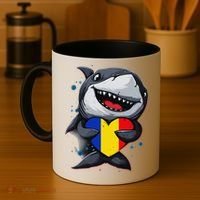 Romania Cute Shark Heart Romanian Flag Romanian Roots Coffee Mug thumb 4