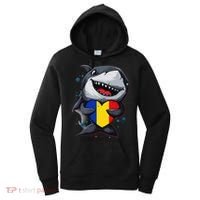 Romania Cute Shark Heart Romanian Flag Romanian Roots Women's Hoodie thumb 0