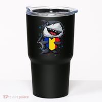 Romania Cute Shark Heart Romanian Flag Romanian Roots Tumbler thumb 0