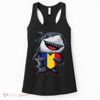 Romania Cute Shark Heart Romanian Flag Romanian Roots Women's Tank Top thumb 0