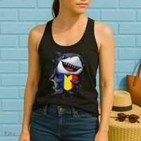Romania Cute Shark Heart Romanian Flag Romanian Roots Women's Tank Top thumb 2