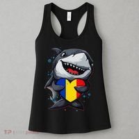 Romania Cute Shark Heart Romanian Flag Romanian Roots Women's Tank Top thumb 3