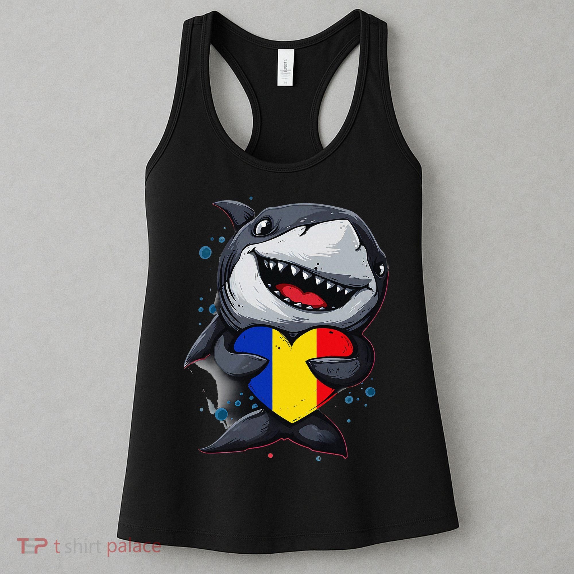 Romania Cute Shark Heart Romanian Flag Romanian Roots Women's Tank Top