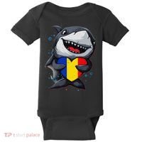 Romania Cute Shark Heart Romanian Flag Romanian Roots Baby Bodysuit thumb 0