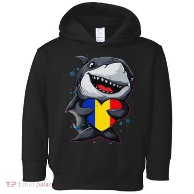 Romania Cute Shark Heart Romanian Flag Romanian Roots Toddler Hoodie