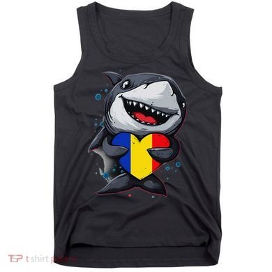 Romania Cute Shark Heart Romanian Flag Romanian Roots Tank Top