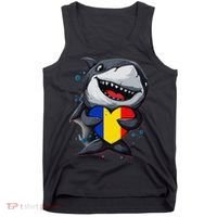 Romania Cute Shark Heart Romanian Flag Romanian Roots Tank Top thumb 0