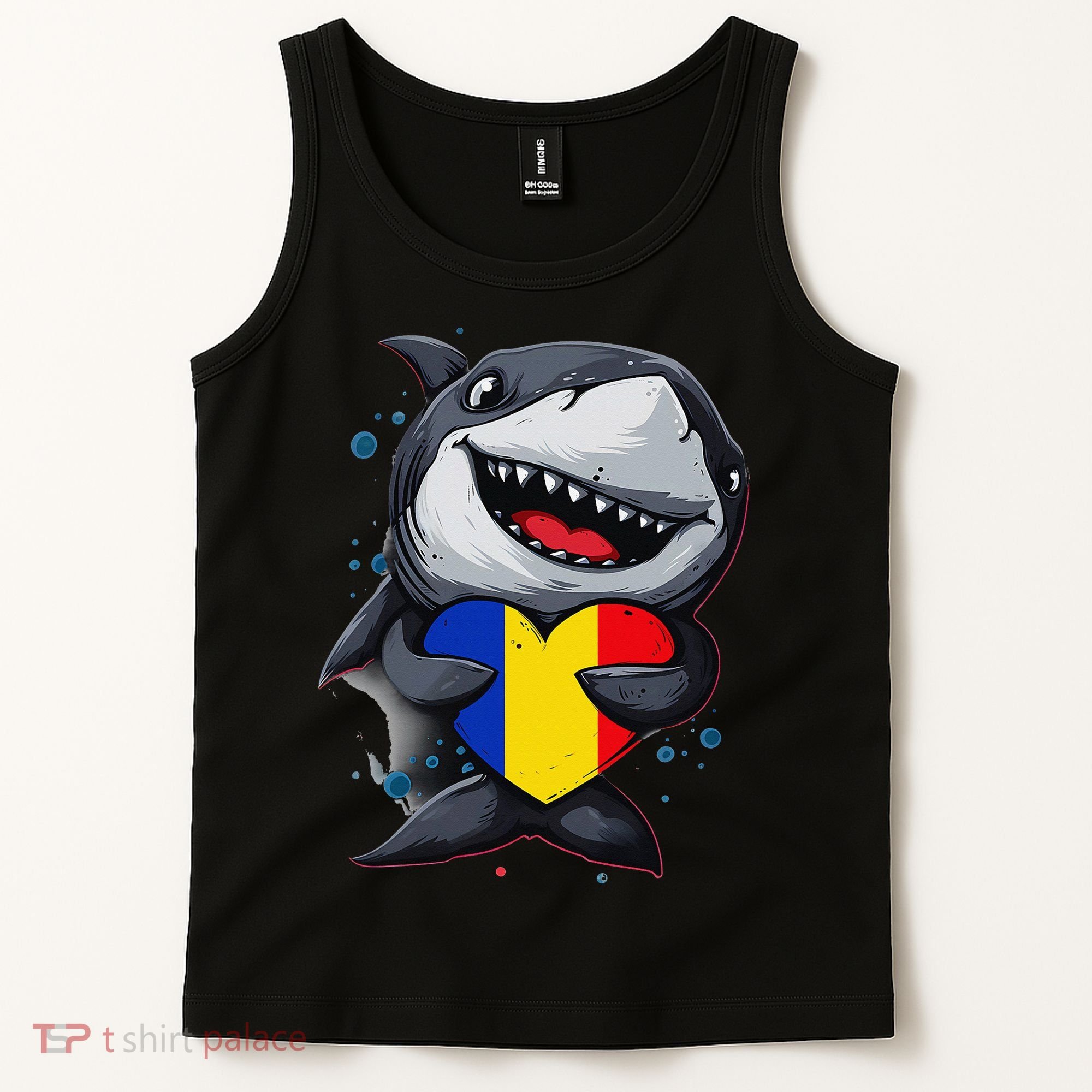 Romania Cute Shark Heart Romanian Flag Romanian Roots Tank Top
