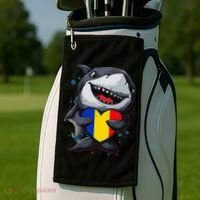 Romania Cute Shark Heart Romanian Flag Romanian Roots Golf Towel thumb 2