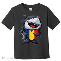 Romania Cute Shark Heart Romanian Flag Romanian Roots Toddler T-Shirt thumb 0