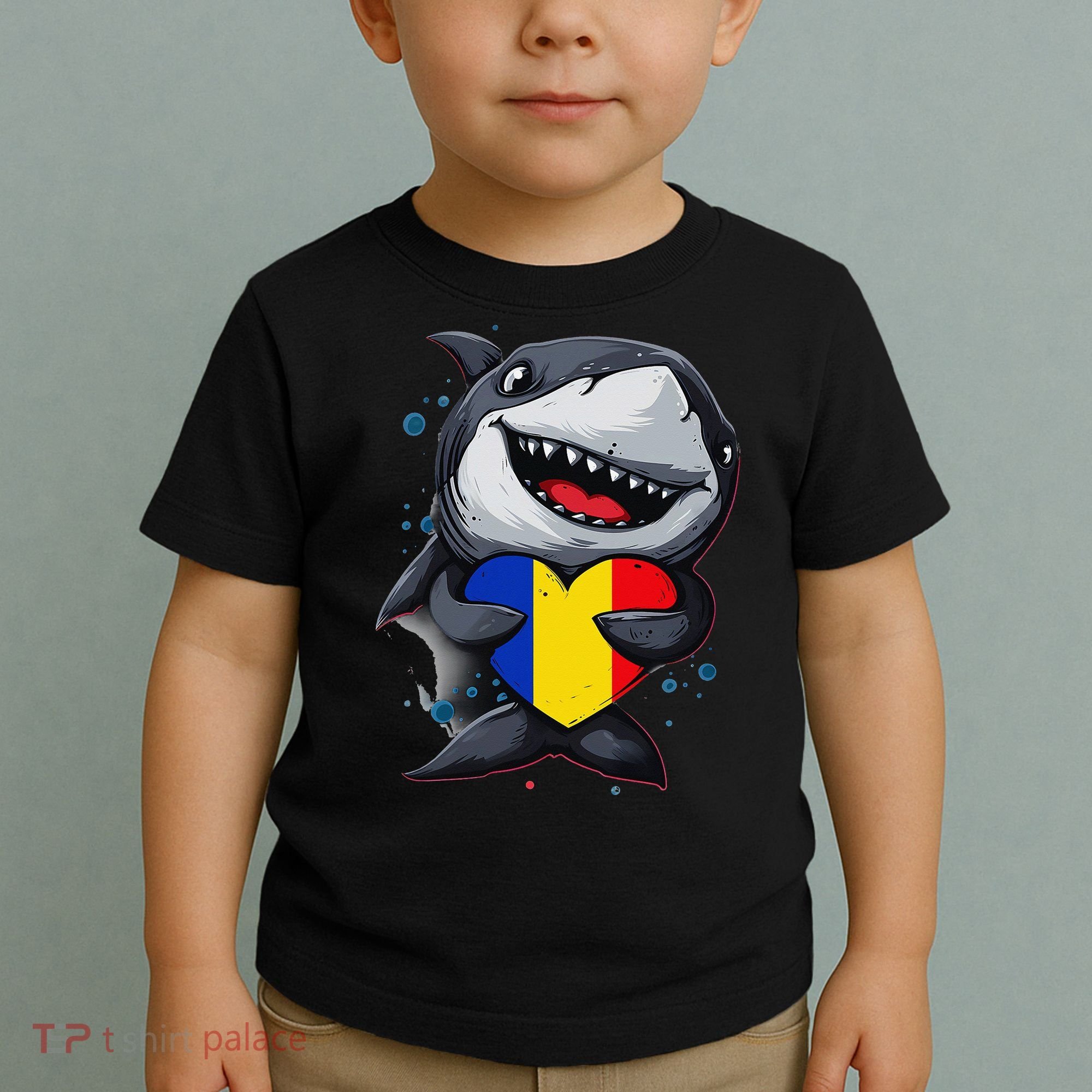 Romania Cute Shark Heart Romanian Flag Romanian Roots Toddler T-Shirt