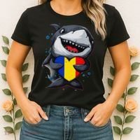 Romania Cute Shark Heart Romanian Flag Romanian Roots Women's T-Shirt thumb 2