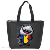 Romania Cute Shark Heart Romanian Flag Romanian Roots Tote Bag thumb 0