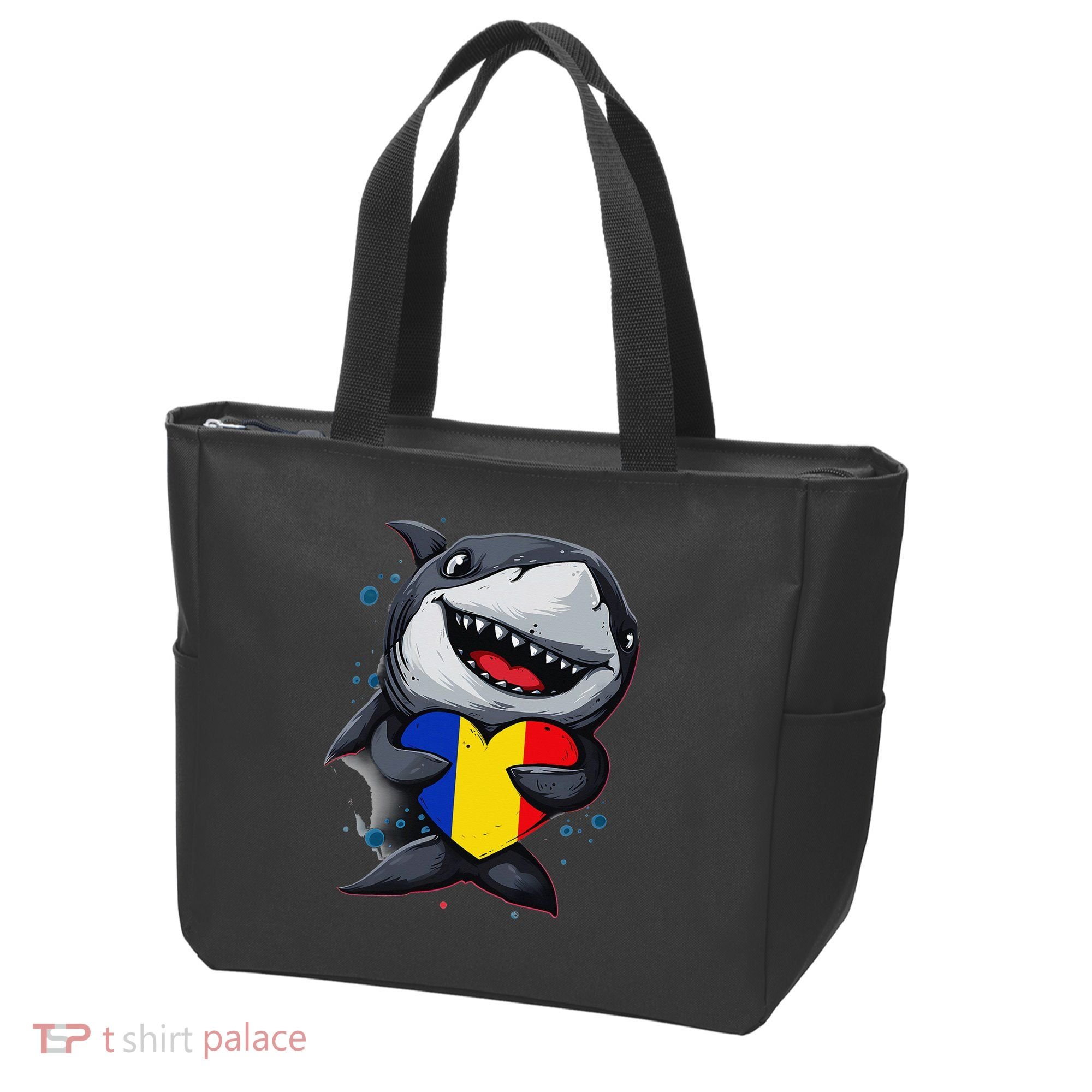 Romania Cute Shark Heart Romanian Flag Romanian Roots Tote Bag