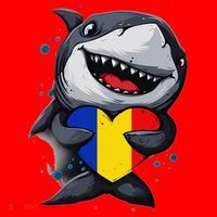 Romania Cute Shark Heart Romanian Flag Romanian Roots Santa Hat thumb 1