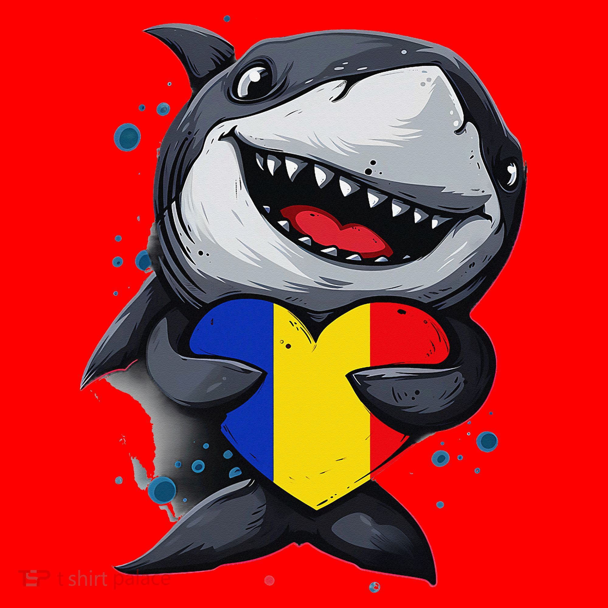 Romania Cute Shark Heart Romanian Flag Romanian Roots Santa Hat