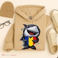 Romania Cute Shark Heart Romanian Flag Romanian Roots Hoodie thumb 4