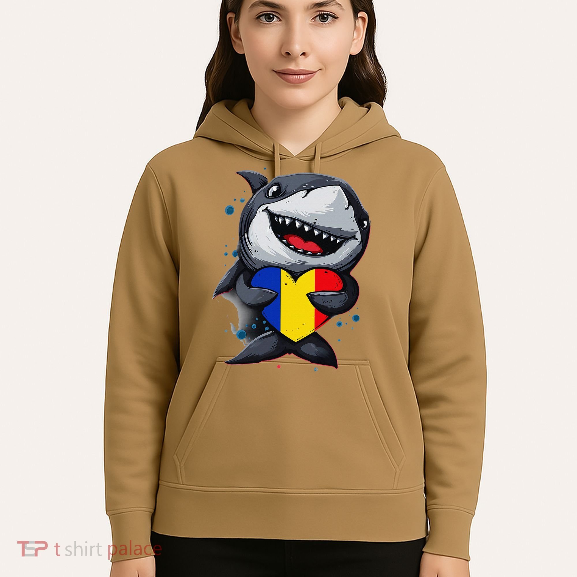 Romania Cute Shark Heart Romanian Flag Romanian Roots Hoodie