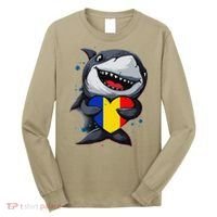 Romania Cute Shark Heart Romanian Flag Romanian Roots Long Sleeve Shirt thumb 0