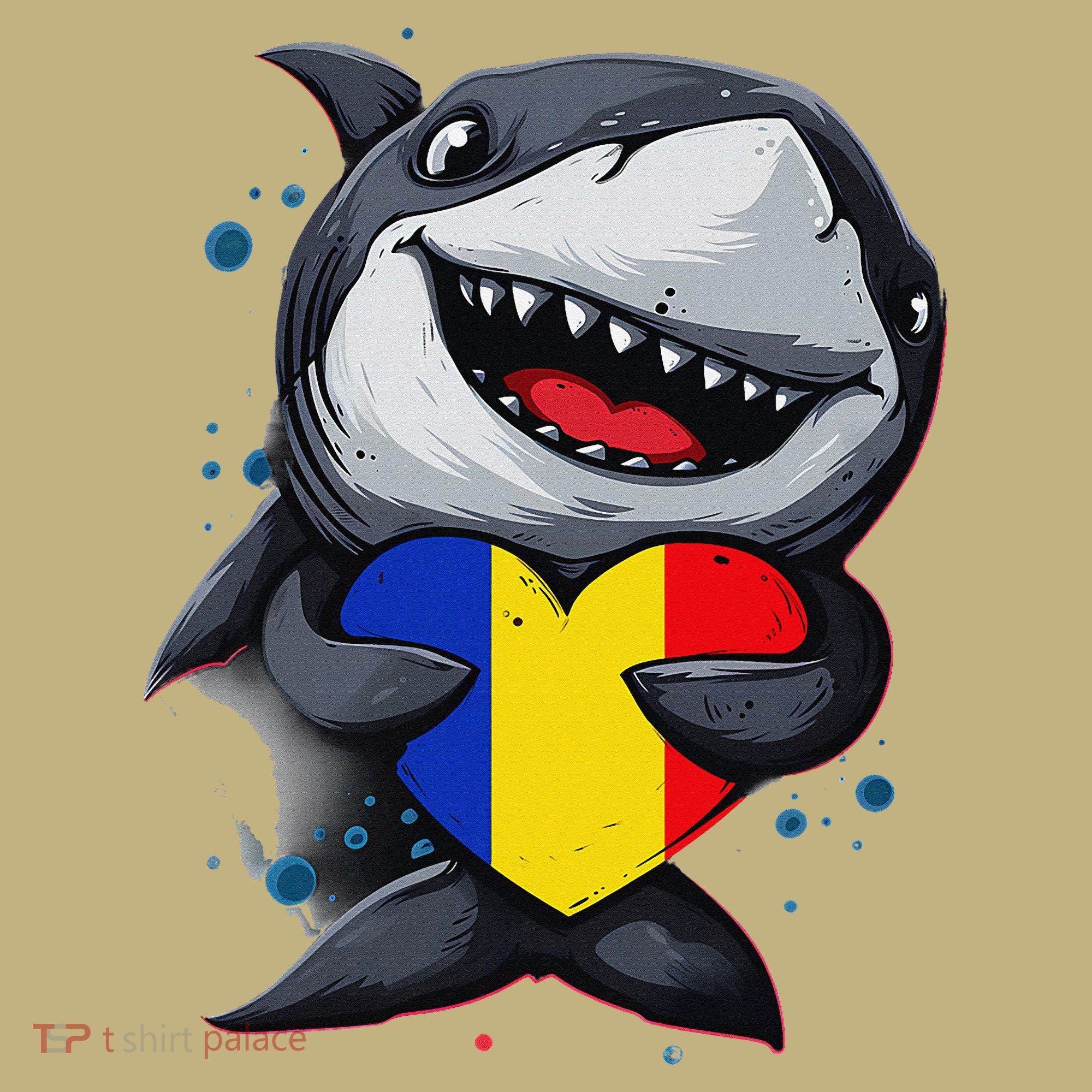 Romania Cute Shark Heart Romanian Flag Romanian Roots Long Sleeve Shirt
