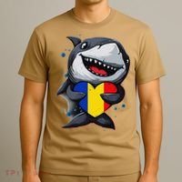Romania Cute Shark Heart Romanian Flag Romanian Roots T-Shirt thumb 3